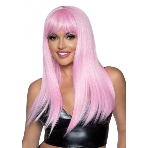 Довга рожева перука Leg Avenue Long straight bang wig, гладенька, 61 см