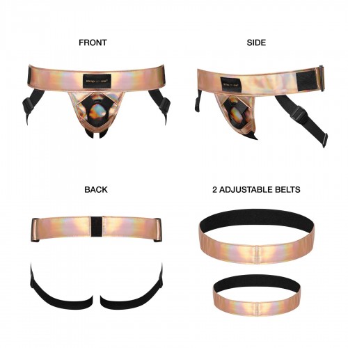 Труси для страпона Strap-On-Me Leatherette Harness Curious  Holographic Rose Gold в інтернет супермаркеті PbayMarket!