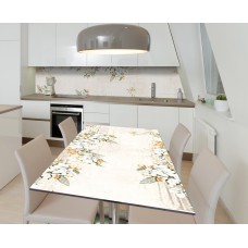 Наклейка 3Д вінілова на стіл Zatarga «Квіткова рамка» 600х1200 мм для будинків, квартир, столів, кав'ярень.