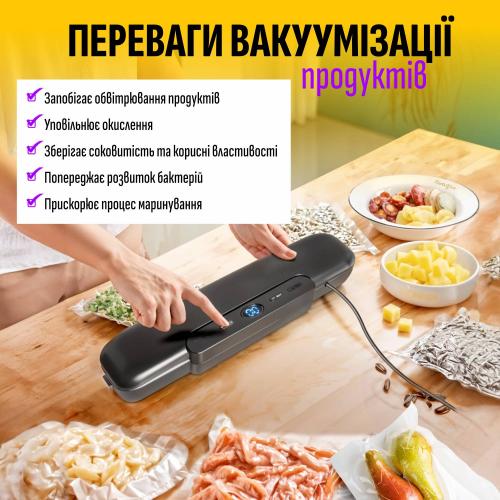 Вакууматор для харчових продуктів No Brand 20 пакетів Чорний (VSM-7912) Вакууматор для харчових продуктів No Brand 20 пакетів Чорний (VSM-7912)