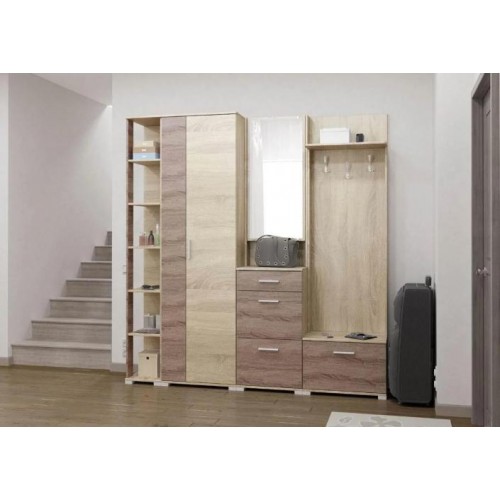 Передпокій Бриз ТО-4 + вішалки + ШП-2 + пенал-18 Еверест сонома + трюфель Передпокій Бриз ТО-4 + вішалки + ШП-2 + пенал-18 Еверест сонома + трюфель