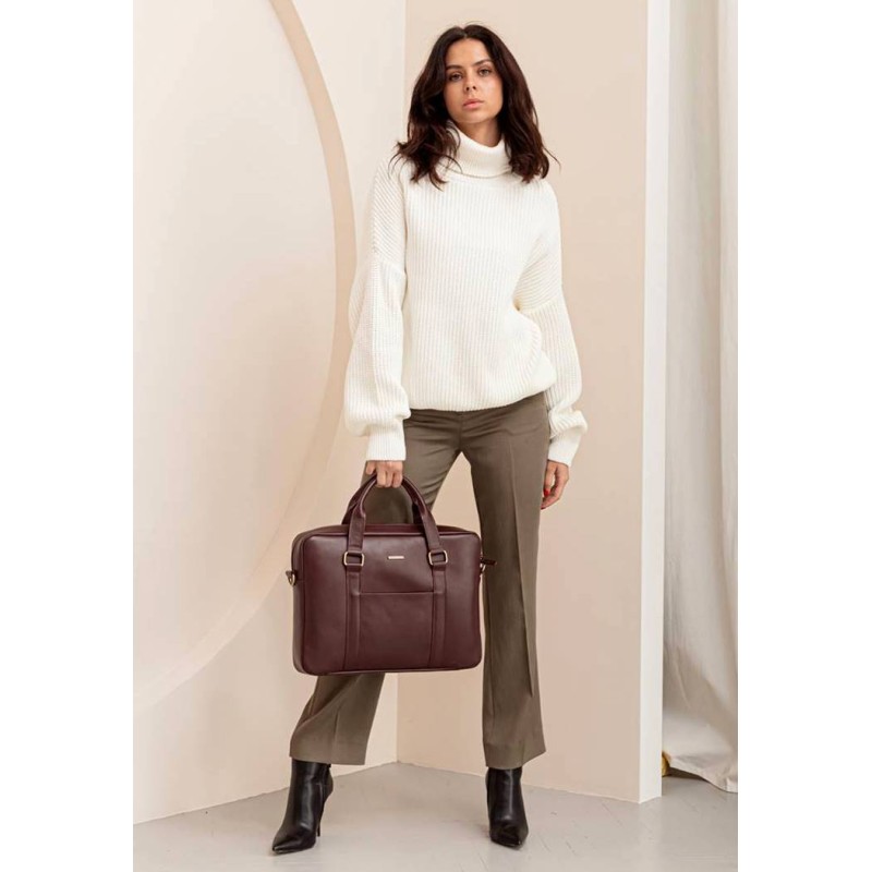 Шкіряна сумка для ноутбука і документів бордова BlankNote