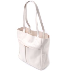 Сумка-шоппер з натуральної шкіри SHVIGEL 22843 29х30х12 см Бежевий