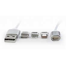 Кабель Cablexpert USB 2.0 - Lightning/Micro/Type-C USB, 1м Сріблястий (CC-USB2-AMLM31-1M)