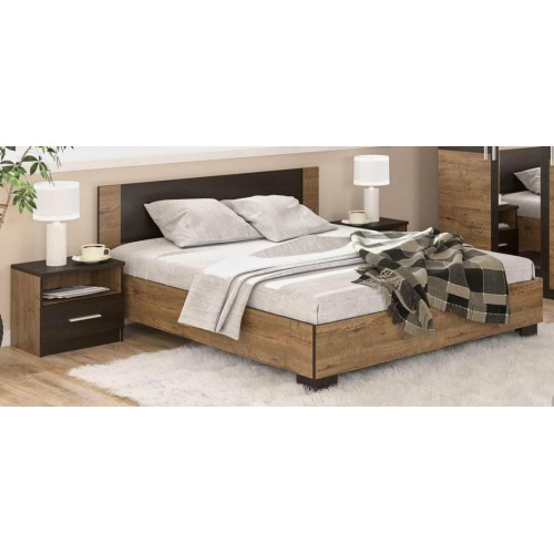 Ліжко Меблі Сервіс Вероніка 140х200 з ламелями + 2 тумбочки Дуб април + Венге темний (203.6х146.4х85.2 см) (1357723) Ліжко Меблі Сервіс Вероніка 140х200 з ламелями + 2 тумбочки Дуб април + Венге темний (203.6х146.4х85.2 см) (1357723)