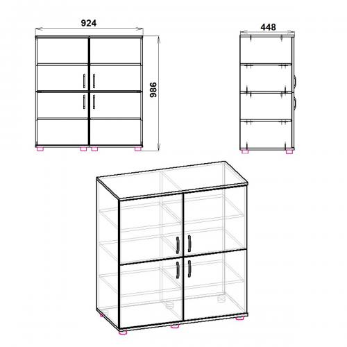 Комод Компаніт 4Д Яблуня (92х45х99 см) Комод Компаніт 4Д Яблуня (92х45х99 см)
