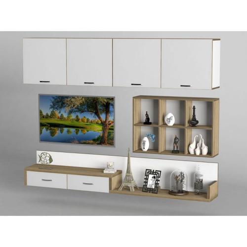 Стінка в вітальню Тиса Мебель Вітальня-219 Сонома Білий 1200x300x2140 мм Стінка в вітальню Тиса Мебель Вітальня-219 Сонома Білий 1200x300x2140 мм