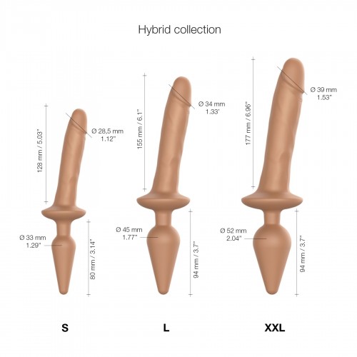 Анальна пробка з дилдо 2в1 Strap-On-Me SWITCH PLUG-IN REALISTIC DILDO Caramel S, діаметр 3,3/2,9 см в інтернет супермаркеті PbayMarket!