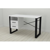 Письмовий стіл із ящиками Ferrum-decor Оскар 750x1400x600 метал Чорний ДСП Біле 16 мм (OSK0022)
