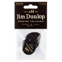 Медіатори Dunlop 485P03MD Genuine Celluloid Teardrop Black Medium Player's Pack (12 шт.)