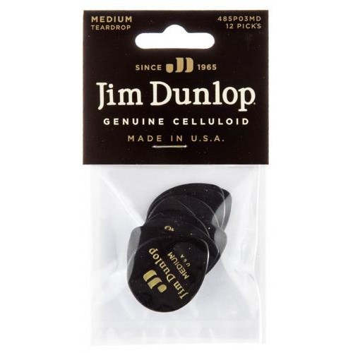 Медіатори Dunlop 485P03MD Genuine Celluloid Teardrop Black Medium Player's Pack (12 шт.) Медіатори Dunlop 485P03MD Genuine Celluloid Teardrop Black Medium Player's Pack (12 шт.)