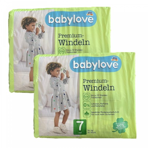 Дитячі одноразові підгузники Babylove Premium 7 xxl 16+ кг 60 шт в інтернет супермаркеті PbayMarket!