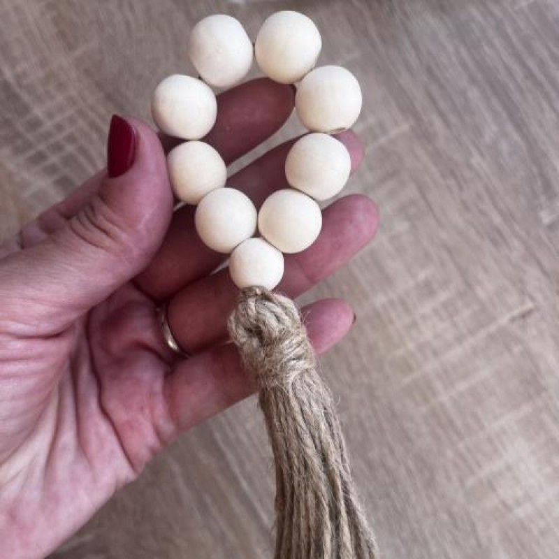 Кільця для серветок з дерев'яними намистинами No Brand Бежевий 6 шт