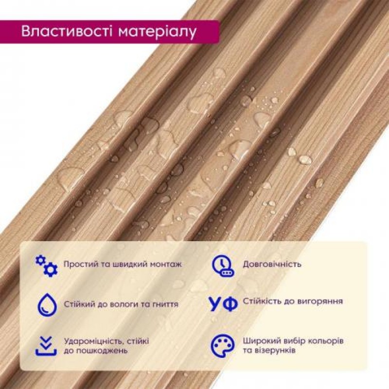 Декоративна стінова рейка 3000*160*23мм (D) SW-00001857 Sticker Wall