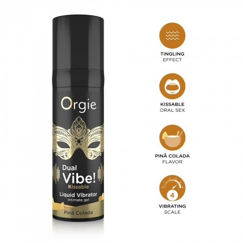 Рідкий вібратор Orgie Dual Vibe! Pina Colada Kissable Liquid Vibrator, 15 мл Рідкий вібратор Orgie Dual Vibe! Pina Colada Kissable Liquid Vibrator, 15 мл
