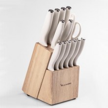 Набір кухонних ножів TS Kitchen на підставці 14 предметів білий (HP1851062)