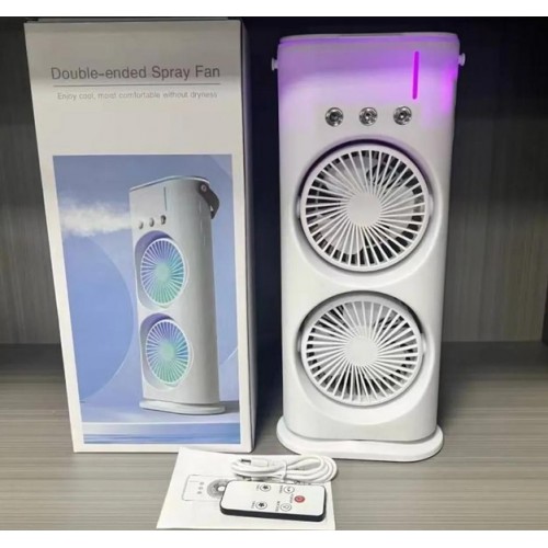 Вентилятор настільний OPT-TOP Double-ended Spray Fan подвійний з охолодженням LED підсвічування Пульт ДУ Білий (2104618502)