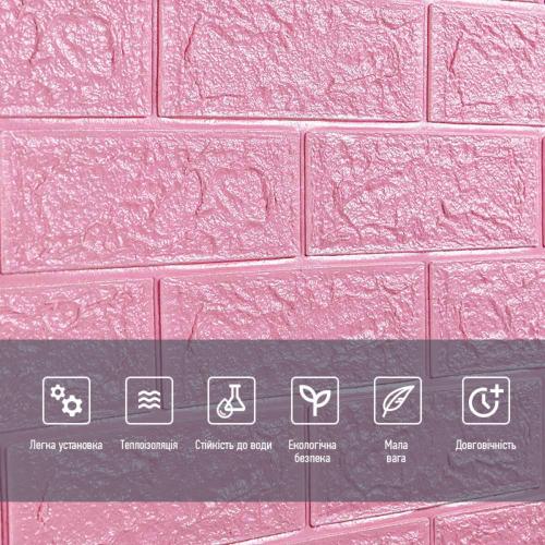 Самоклеюча 3D панель під рожеву цеглу Sticker Wall 3080х700х3мм