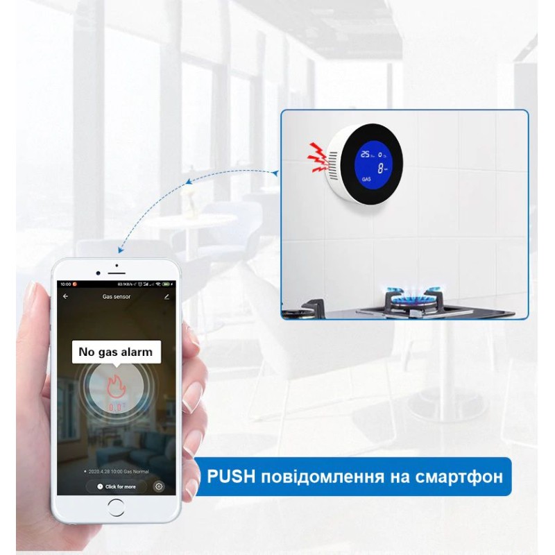 Розумна wifi система захисту від витоку газу для діаметра труби 1/2 дюйма DN15 Nectronix CW-15DN KIT, Tuya app