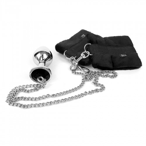 Наручники з металевою анальною пробкою Art of Sex Handcuffs with Metal Anal Plug  size M Black в інтернет супермаркеті PbayMarket!