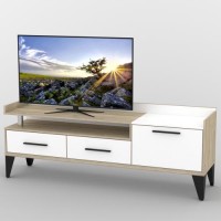 Тумба під телевізор Тиса Мебель ТВ-343 Дуб сонома Білий 68x44x180 см Тумба під телевізор Тиса Мебель ТВ-343 Дуб сонома Білий 68x44x180 см