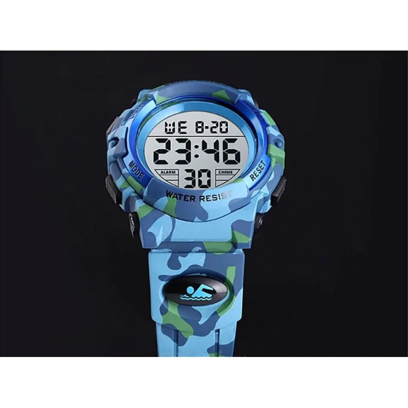 Дитячий спортивний наручний годинник Skmei Kids 1548 Світло-синій камуфляж