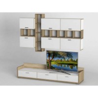 Стінка в вітальню Тиса Мебель Вітальня-223 Сонома Білий 1200x450x2100 мм Стінка в вітальню Тиса Мебель Вітальня-223 Сонома Білий 1200x450x2100 мм