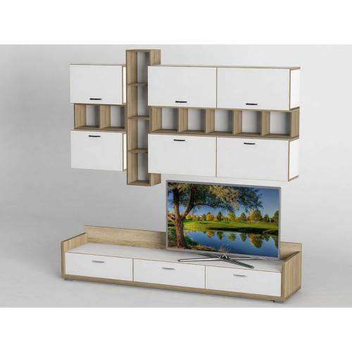 Стінка в вітальню Тиса Мебель Вітальня-223 Сонома Білий 1200x450x2100 мм Стінка в вітальню Тиса Мебель Вітальня-223 Сонома Білий 1200x450x2100 мм