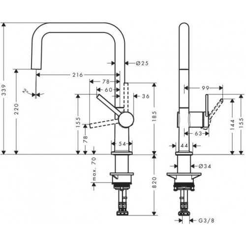 Змішувач для кухонної мийки Hansgrohe Talis M54 72806000