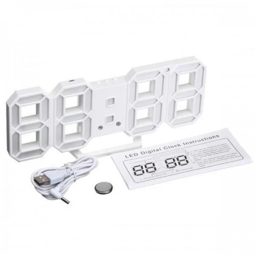 Годинник настільний No Brand LED від USB Білий (300096) Годинник настільний No Brand LED від USB Білий (300096)
