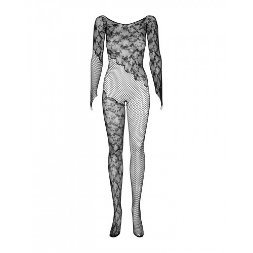 Бодістокінг Obsessive Bodystocking F210 S/M/L black, рукава-мітенки, сітка, кольорове мереживо в інтернет супермаркеті PbayMarket!