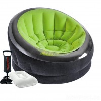 Надувне крісло Intex 66581-2, 112 х 109 х 69 см, з ручним насосом та подушкою, Зелене (hub_y1wkbw)