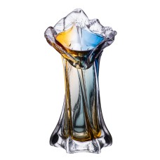 Ваза ручної роботи скляна YIWU Crystal Coast 22 см Жовто-синій (HP-9-6)