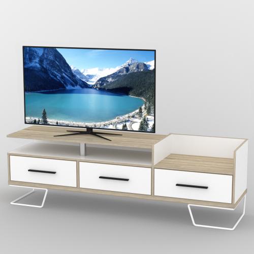 Тумба під телевізор Тиса Мебель ТВ-347 Дуб сонома Білий 46x44x180 см Тумба під телевізор Тиса Мебель ТВ-347 Дуб сонома Білий 46x44x180 см