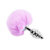 Металева анальна пробка Кролячий хвостик Alive Fluffy Twist Plug L Purple, діаметр 3,8 см