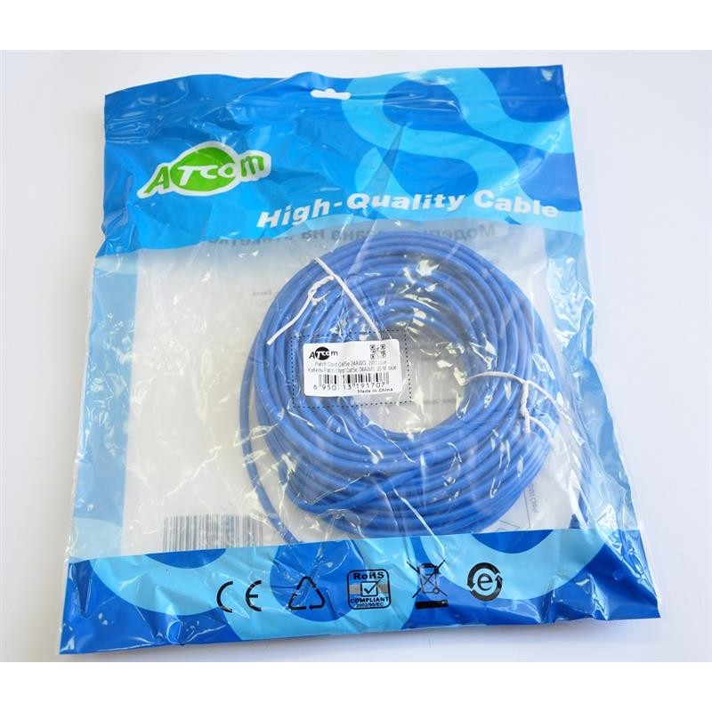 Патч-корд литий UTP Atcom RJ45 Cat.5e 20м синій