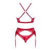 Комплект білизни Obsessive Lacelove cupless 3-pcs set M/L Red, бюстгальтер, стрінги, пояс для панчіх в інтернет супермаркеті PbayMarket!