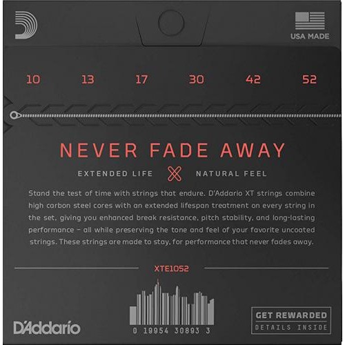 Струни для електрогітари D'Addario XTE1052 XT Light Top / Heavy Bottom 10/52 Струни для електрогітари D'Addario XTE1052 XT Light Top / Heavy Bottom 10/52