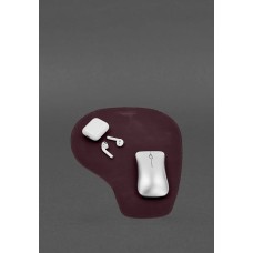 Килимок для мишки Грушка з натуральної шкіри бордовий Crazy Horse BlankNote