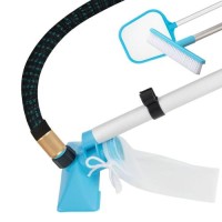 Набір 3в1 для догляду за басейном Intex 28002-4в1 — очищення дна, стінок та поверхні води (ручний пилосос, шланг універсальний, щітка, сачок). Працює від садового шланга