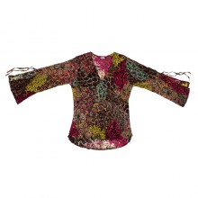 Блуза з довгим рукавом Karma Коттон Павичі L Темно-коричневий фон (20457)