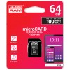 Карта пам'яті GoodRam microSDXC 64GB Class 10 UHS I (M1AA-0640R12) + SD адаптер (6475884)