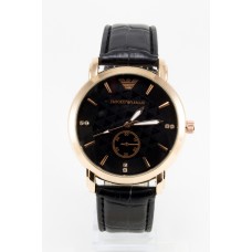 Годинник чоловічий наручний Giorgio Armani Золотистий з чорним ремінцем Репліка (IBW080YB)