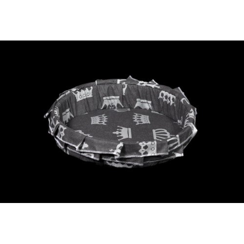 Лежак (лежанка) для котів та собак (з рюшею) Мур-Мяу №2 Сірий Лежак (лежанка) для котів та собак (з рюшею) Мур-Мяу №2 Сірий