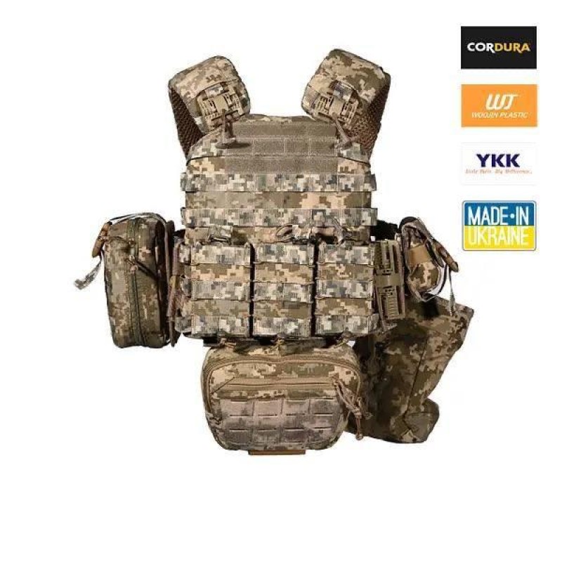 Плитоноска та 6 підсумків без плит No Brand М5 Піксель (2132250759)