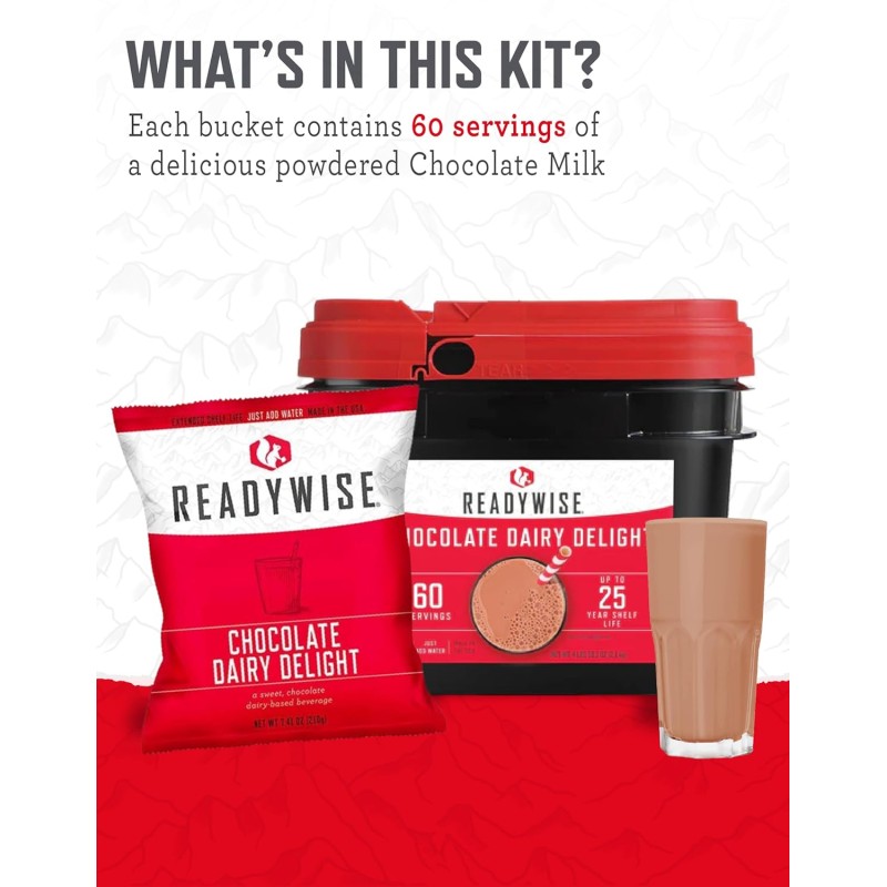 Шоколадне молоко сублімоване з великим терміном придатності до 25 років Ready Wise, 60 порцій