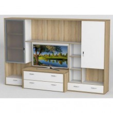 Стінка в вітальню Тиса Мебель Вітальня-108 Сонома Білий 1750x450x2410 мм