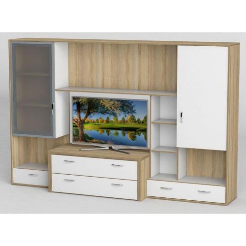 Стінка в вітальню Тиса Мебель Вітальня-108 Сонома Білий 1750x450x2410 мм Стінка в вітальню Тиса Мебель Вітальня-108 Сонома Білий 1750x450x2410 мм