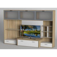 Стінка в вітальню Тиса Мебель Вітальня-114 Сонома Білий 1550x450x2330 мм Стінка в вітальню Тиса Мебель Вітальня-114 Сонома Білий 1550x450x2330 мм