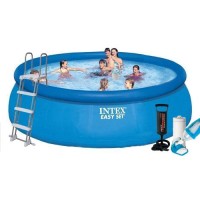 Надувний басейн Intex 26168-7, 457 х 122 см (3 785 л/год, підстилка, тент, насос, драбина, набір для догляду)